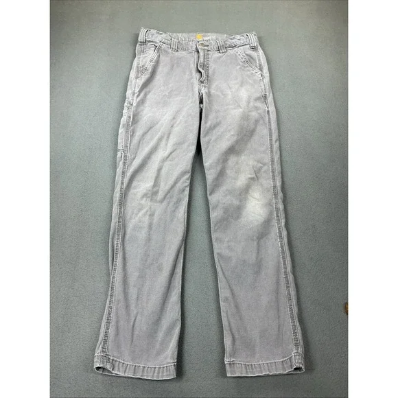 Carhartt Pants Mens 32x32 Gray Relaxed Fit Canvas Workwear Utility Distressed - Picture 1 of 15